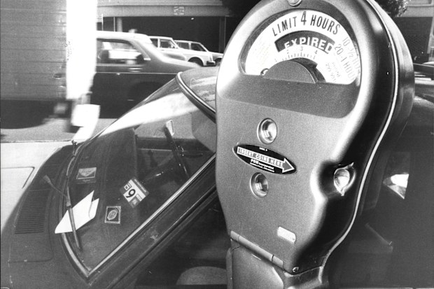 A old fashioned car park meter in Sydney in 1983.