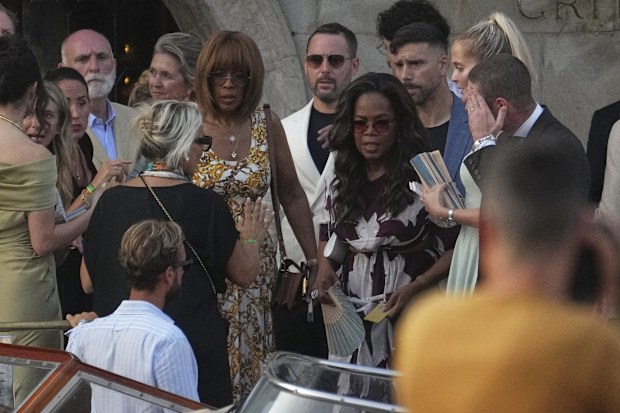 Jeff Bezos and Lauren Sanchez wedding pre wedding reception arrivals, Oprah Winfrey and Gayle King