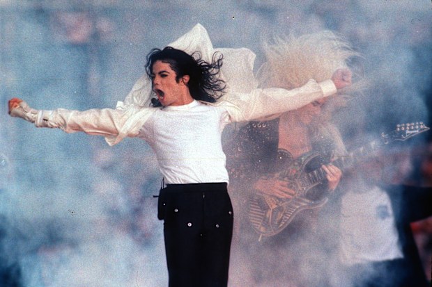 Michael Jackson performs during the halftime show at the Super Bowl in Pasadena, Calif., on Feb. 1, 1993. 