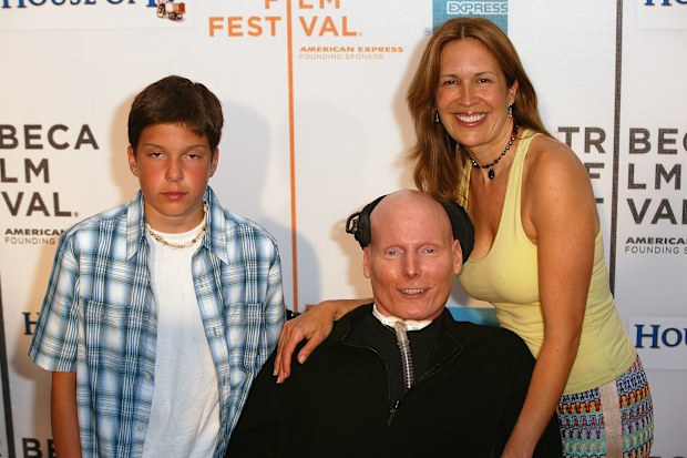 Christopher Reeve, his wife Dana and son Will during the 2004 Tribeca Film Festival May 7, 2004 in New York City.  