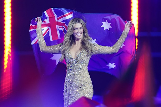 Delta Goodrem representing Australia during the grand final for the Eurovision Song Contest in the Wiener Stadthalle in Vienna, Austria. Picture date: Saturday May 16, 2026. (Photo by Ian West/PA Images via Getty Images)