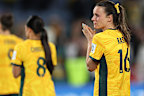 Hayley Raso is in tears as she contemplates the Matildas' loss to England.