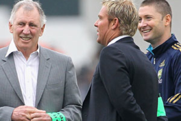 Ian Chappell, Shane Warne and Michael Clarke. (Getty)