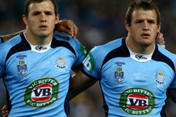 Brett (left) and Josh Morris lining up for NSW. (Getty)