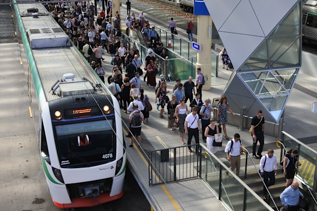 PERTH-JAN 15 2020:Perth railway station.Perth Railway Station is the largest station on the Transperth network serving the central business district of Perth, Western Australia.