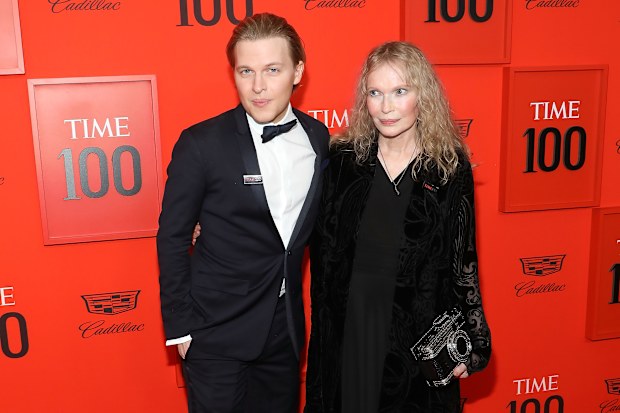 Mia Farrow and son Ronan Farrow at Frederick P. Rose Hall, Jazz at Lincoln Center on April 23, 2019 in New York City.
