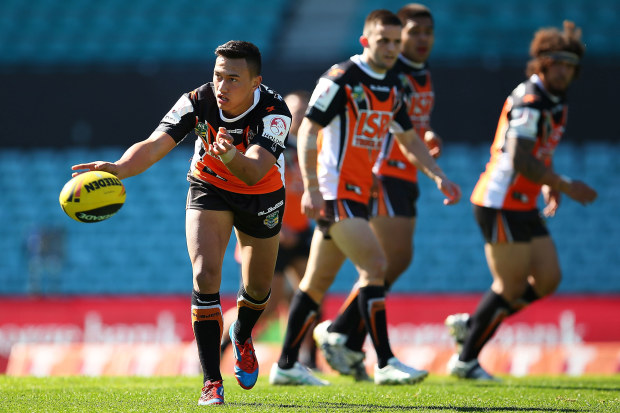 Manaia Cherrington for the Wests Tigers in 2013.
