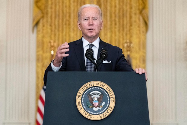 President Joe Biden speaks about Ukraine in the East Room of the White House, Tuesday, Feb. 15, in Washington.