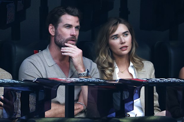 Liam Hemsworth and Gabriella Brooks at the Men's Singles Final between Jannik Sinner and Alexander Zverev during day 15 of the 2025 Australian Open at Melbourne Park on January 26, 2025 in Melbourne, Australia.