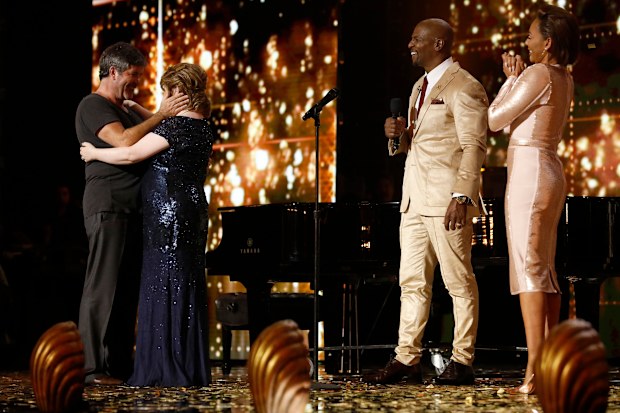 Simon Cowell, Susan Boyle, Terry Crews and Mel B on America's Got Talent: The Champions.