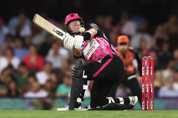 Jordan Silk of the Sixers bats during the Men's Big Bash League match between the Sydney Sixers and the Perth Scorchers at Sydney Cricket Ground, on January 15, 2023, in Sydney, Australia. (Photo by Matt King/Getty Images)