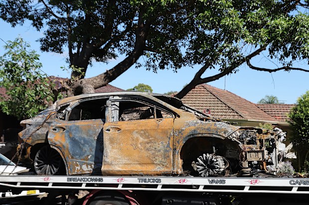 A car is removed from Welfare Ave North in Beverly Hills after a dead body of a woman was found inside. Friday, 18/04/2025. Photo: Dylan Coker / The Sydney Morning Herald