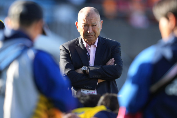 Eddie Jones, director of rugby of Suntory Sungoliath, is seen prior to the Japan Rugby League One match between Kubota Spears Funabashi Tokyo Bay and Tokyo Suntory Sungoliath.