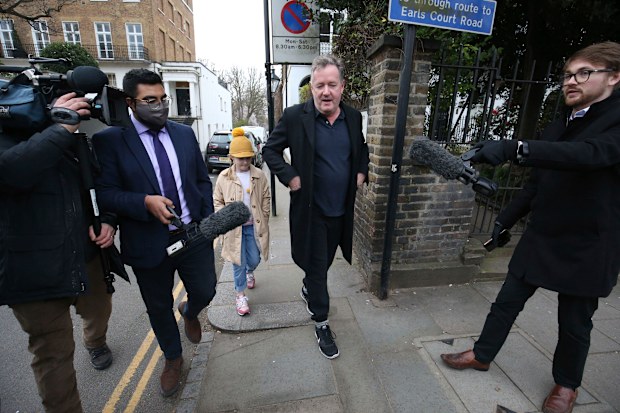 Piers Morgan outside his London home