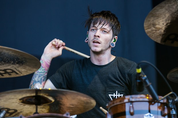 SAN BERNARDINO, CA - JUNE 30:  Drummer Daniel Williams of The Devil Wears Prada performs at the Rockstar Energy Drink Mayhem Festival at San Manuel Amphitheater on June 30, 2012 in San Bernardino, California.  (Photo by Chelsea Lauren/Getty Images)