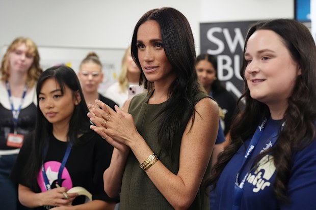 Meghan, Duchess of Sussex, meets advocates during a visit to Batyr, a mental health engagement programme, at Swinburne University of Technology in Hawthorn on day three of the royal trip with Prince Harry, Duke of Sussex on April 16, 2026 in Melbourne, Australia. 