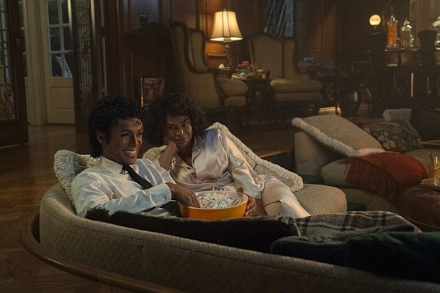 Jaafar Jackson as Michael Jackson and Nia Long as Katherine Jackson in Michael