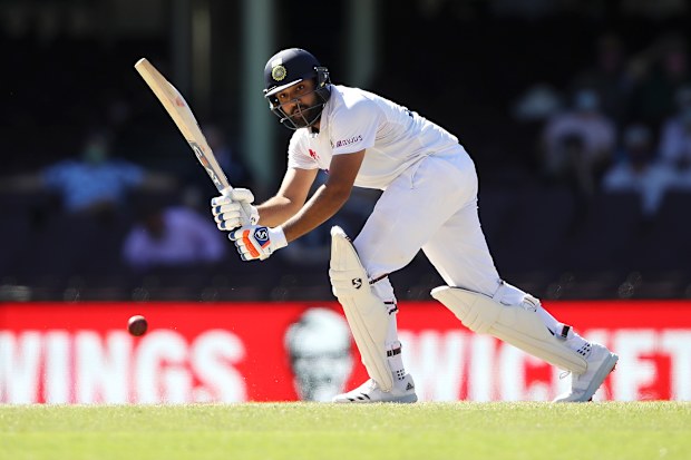Rohit Sharma of India bats during day four.