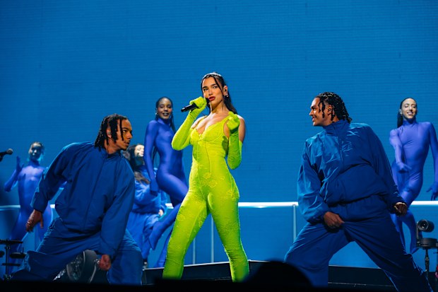 Dua Lipa performs onstage during the Future Nostalgia Tour at United Center on March 09, 2022 in Chicago, Illinois. 