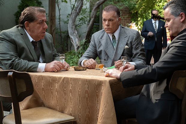(L-R) Joey Coco Diaz, Ray Liotta and John Borras in "The Many Saints of Newark." 
