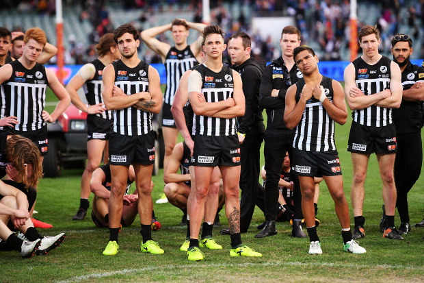 Port Magpies after their loss in the 2017 SANFL grand final against Sturt.