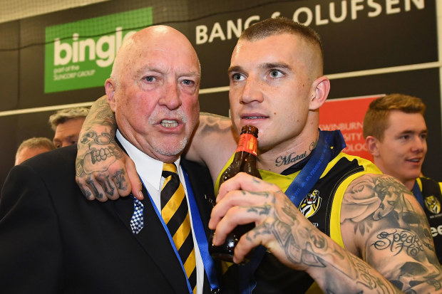Rex Hunt and Dustin Martin pictured after the 2017 AFL grand final