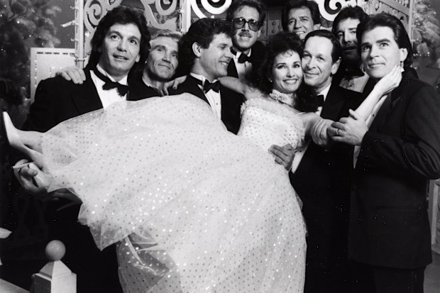 ALL MY CHILDREN - Erica's Men - 2/16/88 Erica (Susan Lucci) had an incredible dream in which she encountered nearly all the men in her past, pictured from left: Jeremy (Jean LeClerc), Adam (David Canary), Tom (Richard Shoberg), Mike (Nicholas Surovy), Brandon (Mike Minor), Nick (Larry Keith), Phil (Nick Benedict) and Travis (Larkin Malloy), on Disney General Entertainment Content via Getty Images Daytime's "All My Children". "All My Children" airs Monday-Friday, 1-2 p.m., ET on the Disney Genera