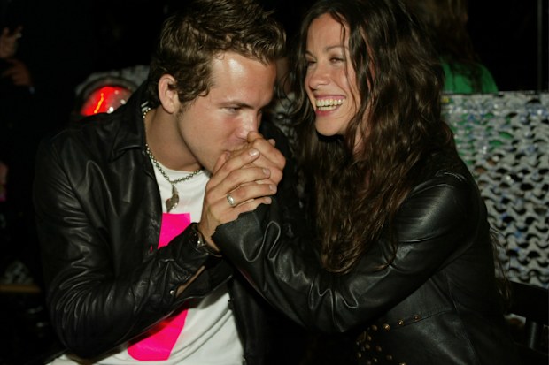 Ryan Reynolds and Alanis Morissette backstage at The 2003 MTV Movie Awards held at the Shrine Auditorium on May 31, 2003 in Los Angeles, California. 
