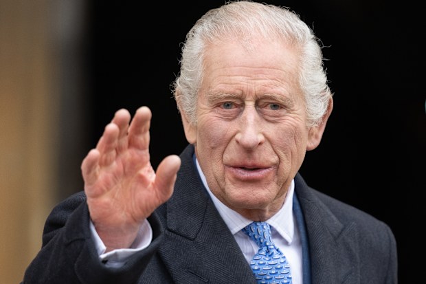 WINDSOR, ENGLAND - MARCH 31: King Charles III attends the Easter Service at Windsor Castle on March 31, 2024 in Windsor, England. (Photo by Samir Hussein/WireImage)