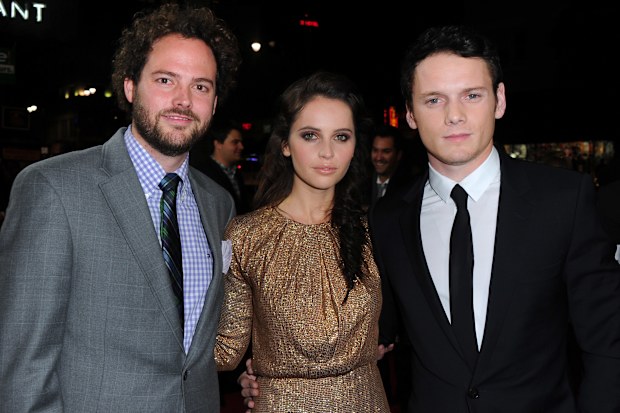 Drake Doremus, Anton Yelchin and Felicity Jones at the premiere of 'Like Crazy' in 2015.
