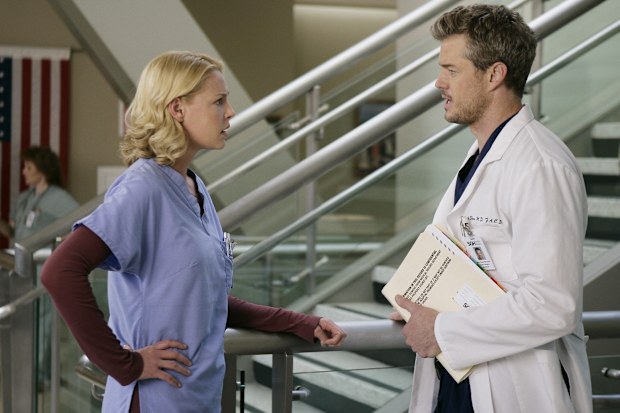 Katherine Heigl and Eric Dane in a scene from Grey's Anatomy in 2008.