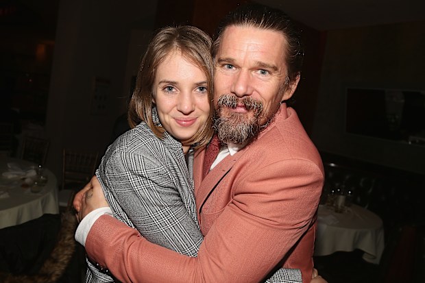 Maya Hawke and father Ethan Hawke pose at the opening night of Sam Shepard's True West on Broadway in New York City. 