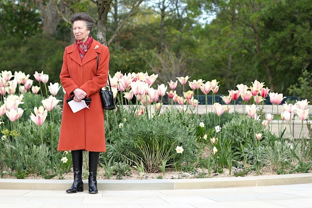 LONDON, ENGLAND - APRIL 21: Princess Anne, Princess Royal smiles ahead of making a speech during the official opening of The Queen Elizabeth II Garden in The Regents Park on the 100th anniversary of her mother's birth on April 21, 2026 in London, England. (Photo by John Phillips/Getty Images)