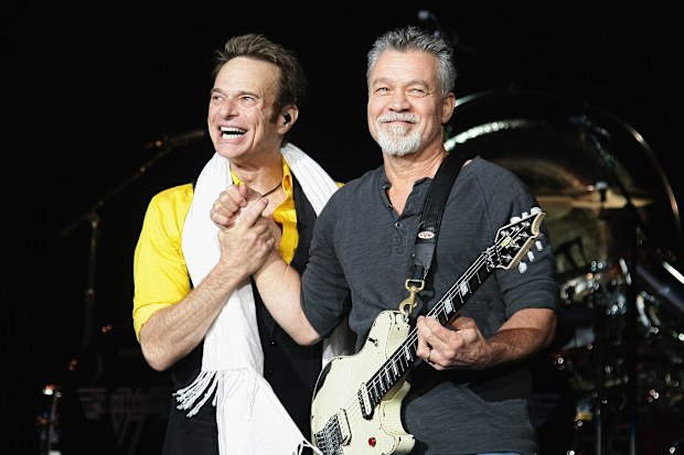 Van Halen, band, singer David Lee Roth, guitarist Eddie Van Halen, on stage, perform