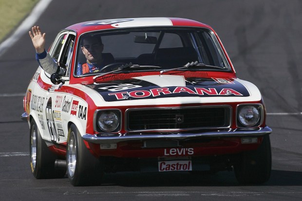 Craig Lowndes drives one of the late Peter Brock's Holden Toranas during a tribute lap prior to the 2006 Bathurst 1000.