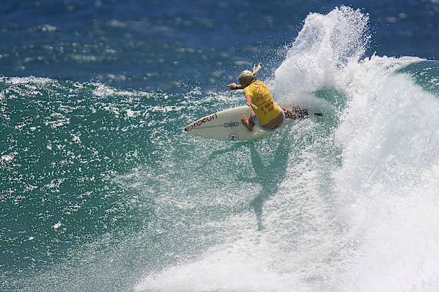 In this handout photo, reigning world junior champion Stephanie Gilmore (Kingscliff, NSW, Aus) surfs to clinch the Billabong Pro Teen girl's title at Burleigh Heads on February 14, 2004 at Duranbah, Gold Coast, Australia. Gilmore posted some of the highest single wave scores throughout the event and went on to defeat Amanda Clegg in the 30-minute final. 