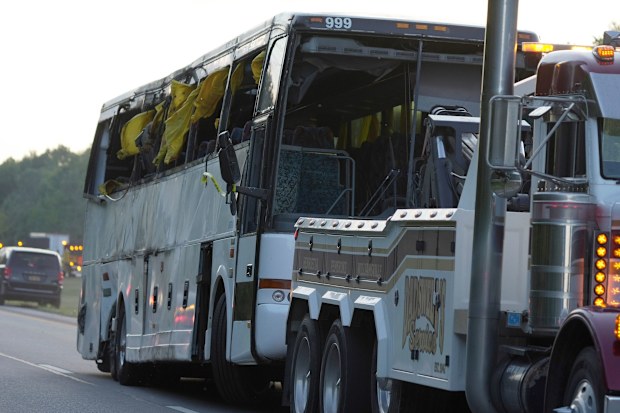 The tour bus involved in the crash was towed to the NYSP barracks for further investigation.