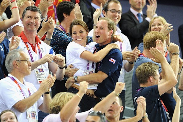 Catherine, Duchess of Cambridge and Prince William, Duke of Cambridge during Day 6 of the London 2012 Olympic Games at Velodrome on August 2, 2012 in London 