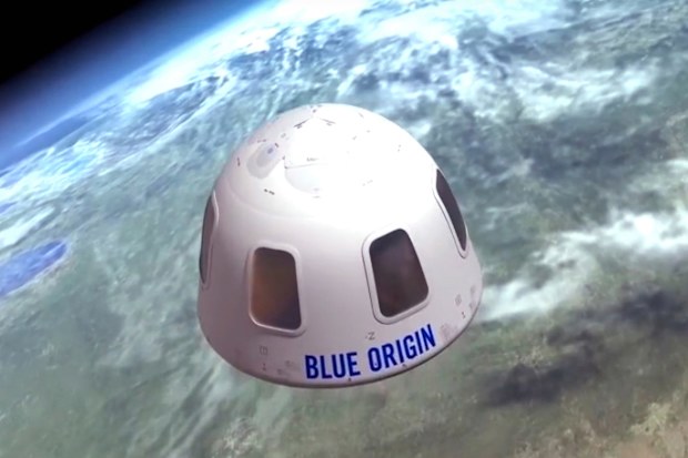 An illustration provided by Blue Origin shows the capsule that the company aims to take tourists into space.