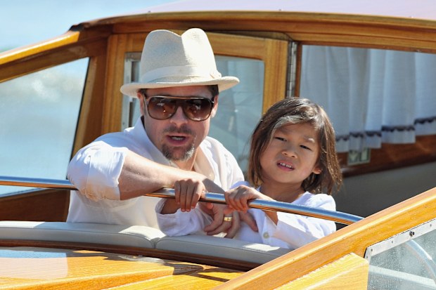 Brad Pit and son Pax in Venice in August 2008.