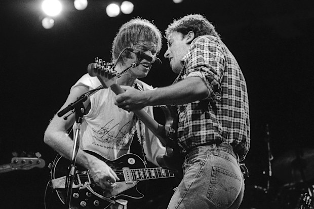 (L-R) Neil Young and Bruce Springsteen 