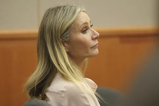 Gwyneth Paltrow listens in court during her trial, Tuesday, March 28, 2023, in Park City, Utah