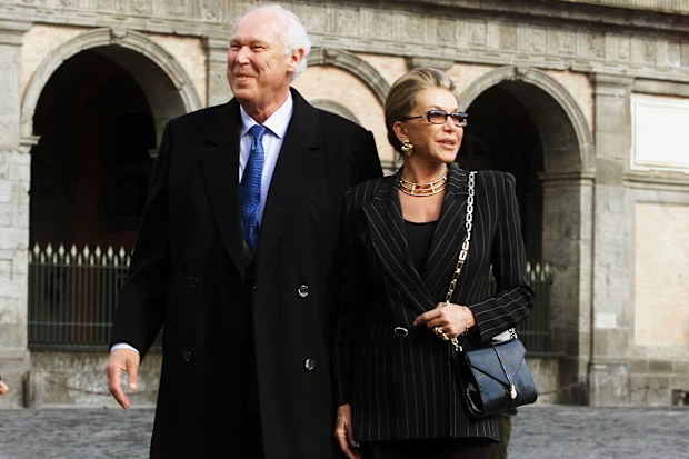 Prince Victor Emmanuel and his wife Princess Marina Doria walk on Piazza del Plebiscito March 16, 2003 in Naples, Italy. Emmanuel of the House of Savoy and son of the former King of Italy Umberto II, returned to Italy for a three-day visit with his wife Marina Doria and his son Emmanuel Filiberto after living in exile from his family's homeland since 1946. 