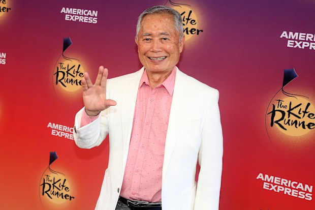 George Takei poses at the opening night of the new play "The Kite Runner" on Broadway at The Hayes Theater on July 21, 2022 in New York City. 