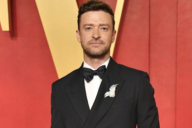 Justin Timberlake at the Vanity Fair Oscar Party in Beverly Hills, California, on March 10, 2024. 