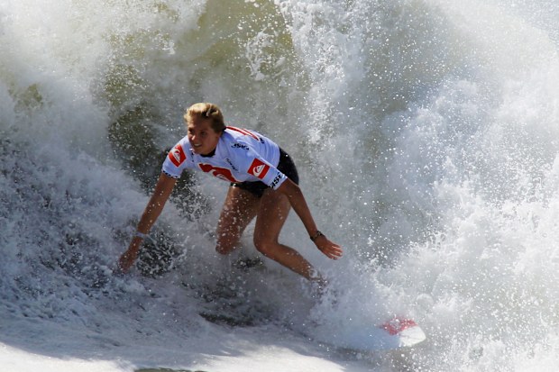 Stephanie Gilmore rides the waves on September 9, 2011 in Long Beach, New York.