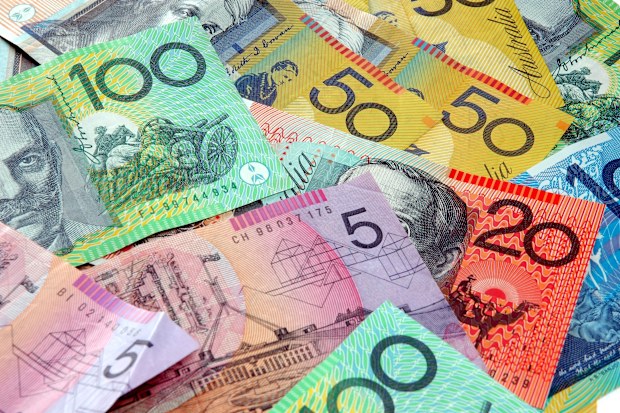 Australian notes scattered on a table. Australian money stock image