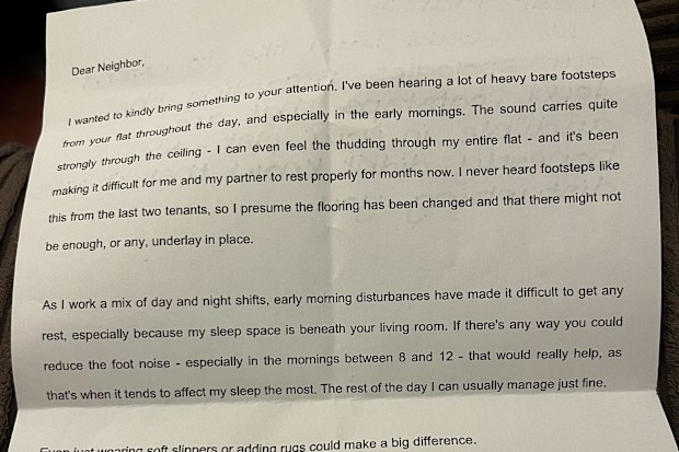 reddit apartment living noise complaint letter