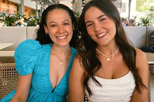 Maddison Leach at her bachelorette lunch with her bridesmaid.