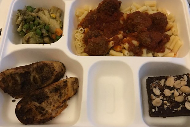 Dinner on night one in quarantine.